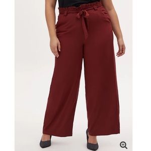 ✨SALE✨ TORRID Brick Red Paperbag Waist Wide Leg Pants
